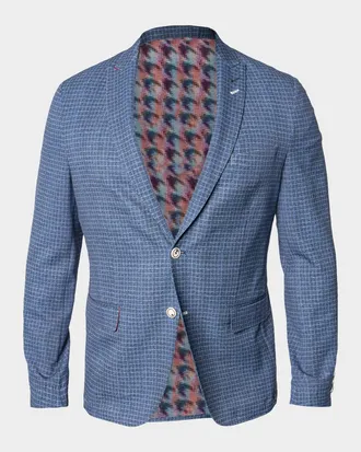 Maceoo Men & apos;s Descartes Vortex Check Unconstructed Blazer