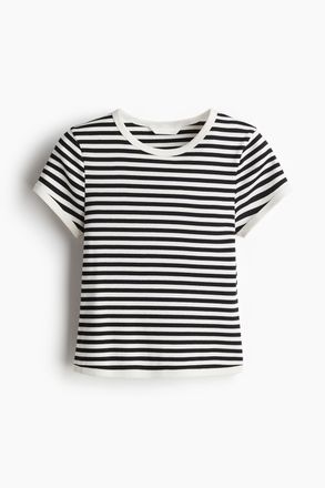 H&M Figurbetontes T-Shirt - Weiss/Gestreift