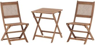 Beliani Conjunto Balc&oacute;n Plegable Jard&iacute;n De Madera De Acacia Certificada Clara Paraggi