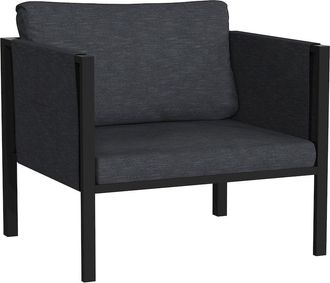 Flash Furniture Patio Chair with Cushions, Black with Charcoal Cushions