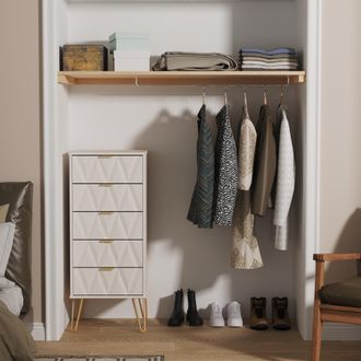 Welcome Furniture Glitz Ready Assembled 5 Drawer Tallboy in Kashmir Matt - Welcome Furniture | TJ Hughes