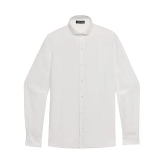 Brooks Brothers Slim Fit linnen overhemd met spreadboord - Heren - Casual Overhemden - Wit - XL - Linnen - Overhemden