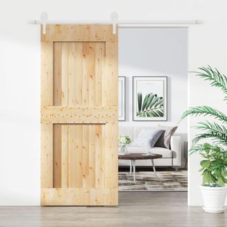 vidaXL Puerta Corredera Con Herrajes Madera Maciza De Pino 90x210 Cm Vidaxl