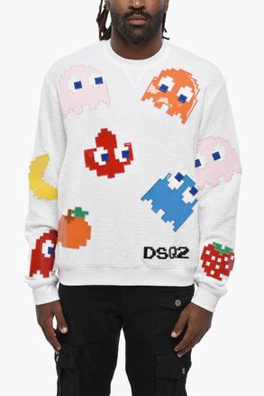 Dsquared2 PAC-MAN Cotton Crewneck Sweatshirt COOL FIT with Contrast Patches Dsquared2