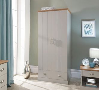 GFW Kendal 2 Door 1 Drawer Wardrobe in Grey
