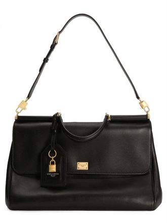 Dolce & Gabbana Womens My Sicily Handbag Black Leather Handbags Hand Bags