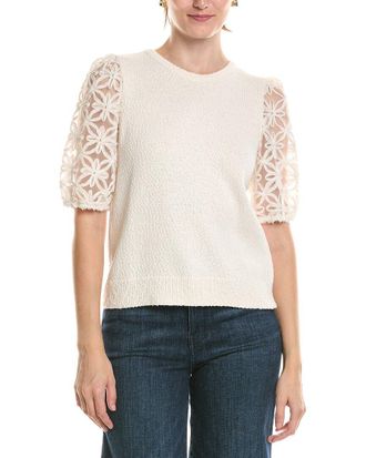 Vince Camuto Textured Lace Sleeves Top