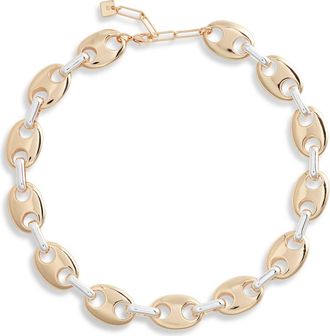 Open Edit Two Tone Puffy Mariner Link Necklace in Silver- Gold at Nordstrom