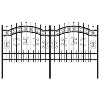 Berkfield Home Garden Fence with Spear Top Black 140 cm Powder-coated Steel