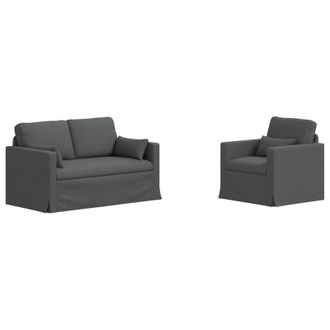 vidaXL Juego De Sof&aacute; 2 Uds. Gris Oscuro Tela Vidaxl