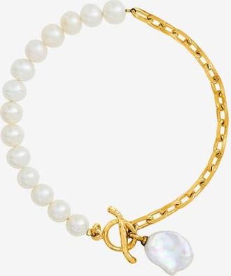 Dower & Hall Timeless Keshi Pearl Chain Bracelet in Yellow Gold Vermeil at Nordstrom, Size Medium