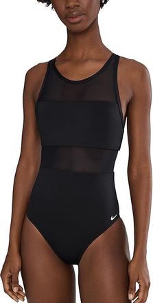 Nike Mesh V - Back One Piece Womens Swimsuits One Piece Black : XS, Polyester/Spandex