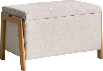 Beliani Banco Con Almacenaje Glamuroso Moderno Dormitorio Sala De Estar Tapizado De Tela Beige Claro Edland