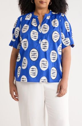 Sugarlips Sardine Sea Rosio Cotton Top in Navy-Cream-Black at Nordstrom, Size 1 X
