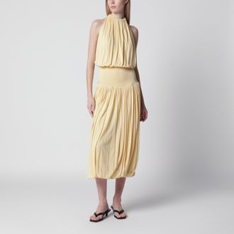 Toteme Sleeveless ruched midi dress in yellow viscose