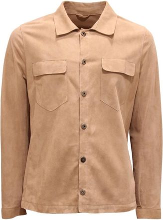 D'Aniello Su&egrave;de Jas Taylor Model Made in Italy - Heren - Zomerjassen - Beige - M - Su&egrave;de - Jassen