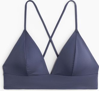 H&M Wattiertes Bikinitop - Mattblau