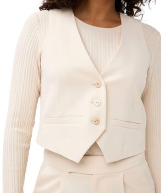 Esqualo Short City Button Up Gilet Sleeveless Vest In Beige