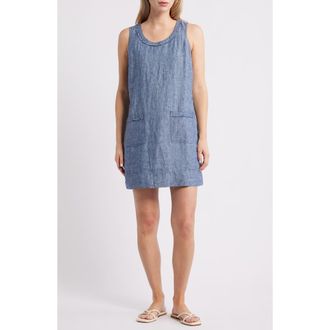 Tommy Bahama Two Palms Patch Pocket Linen Shift in Coastline at Nordstrom, Size X-Large