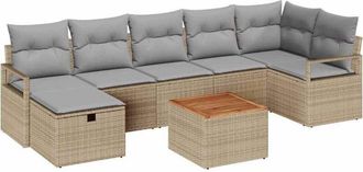 vidaXL Vidaxl - Conjunto De Sof&aacute; De Jard&iacute;n Con Coj&iacute;n 8 Pcs Beige Polirat&aacute;n