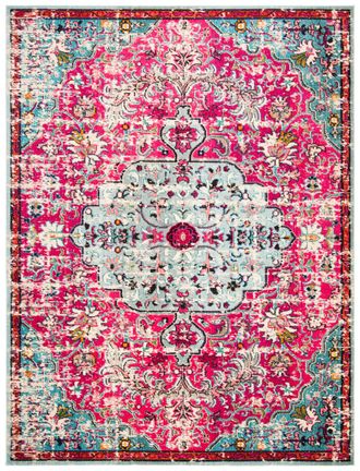 Safavieh Alfombra transicional de polipropileno rosa/azul, 244 x 305 cm