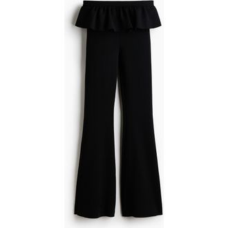 H&M Frill-trimmed Trousers in Black at Nordstrom, Size Xx-Large