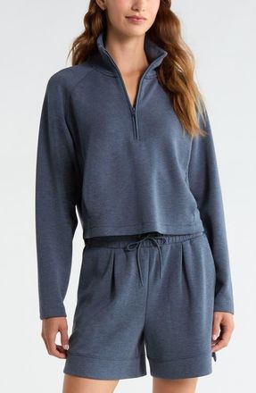 Zella Soft Luxe Half Zip Sweatshirt in Navy Armada Heather at Nordstrom, Size Xx-Large
