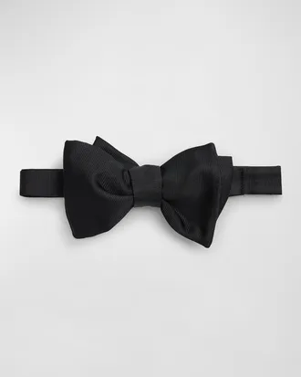 Giorgio Armani Men & apos;s Silk Grosgrain Bow Tie, Black Pattern