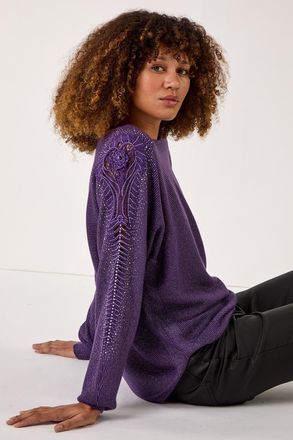 Roman Sleeve Embellished Knit Jumper