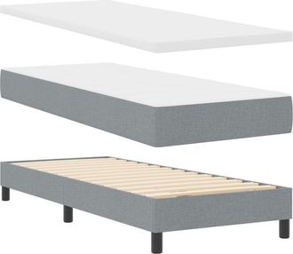 vidaXL Box Spring Bed with Mattress Light grey 80 x 200 cm Vidaxl
