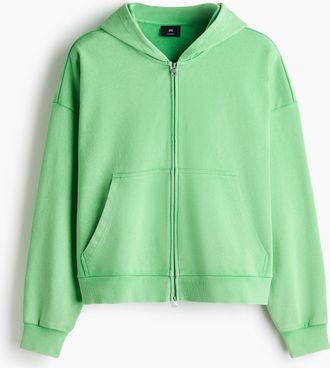 H&M Hoodiejacke mit Zipper in Oversized Fit - Green