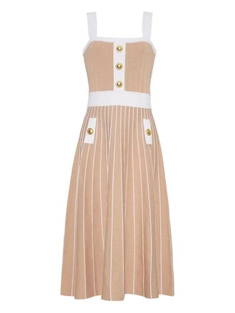 Cara Cara Aurora striped button-detailed midi dress - women - Viscose/Nylon - M - Neutrals