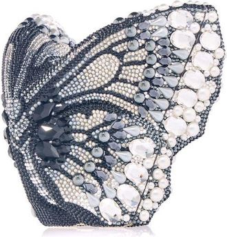 Judith Leiber Butterfly Crystal Clutch in Silver Jet Multi at Nordstrom