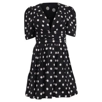 Zimmermann Polka-Dot Mini Dress in Black Linen