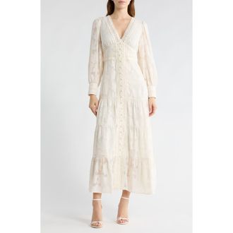 By Design Devin Long Sleeve Maxi Dress in Ivory Print at Nordstrom Rack, Size X-Small