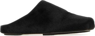 Uma Wang Womens Black Calf Hair Slippers Flat Shoes