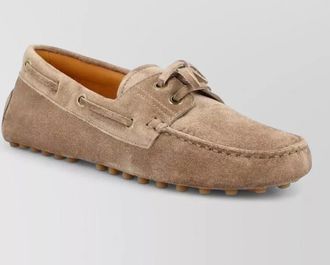 Tod's suede lace loafers rubber sole eyelets