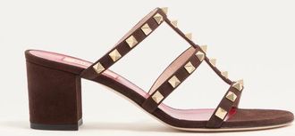 Valentino Garavani Rockstud Slide Sandal in Suede 60mm Wo