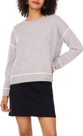 Vince Camuto Contrast Sweater in Light Heather Grey at Nordstrom, Size Large
