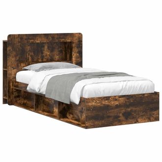 Berkfield Home Bed Frame with Storage Smoked Oak 80 x 200 cm Engineered Wood in Brown