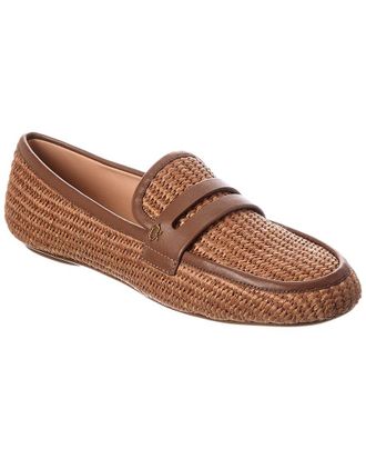 Gianvito Rossi Straw & Leather Loafer