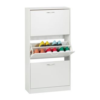 Relaxdays Relaxdays - Zapatero, Mueble 18 Pares De Zapatos Ultrafino, 3 Compartimentos Basculantes, 116 X 60 X 24 Cm, Blanco