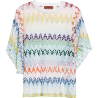 Missoni Metallic Zigzag Raschel Knit Top in Multicolor On White Base at Nordstrom, Size 6 Us