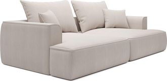 Vente-Unique Sof&aacute; 4 plazas confort asiento profundo de pana beige PINETA