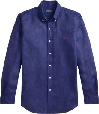 Polo Ralph Lauren Linnen Overhemd - Heren - Casual Overhemden - Blauw - 2XL - Linnen - Overhemden