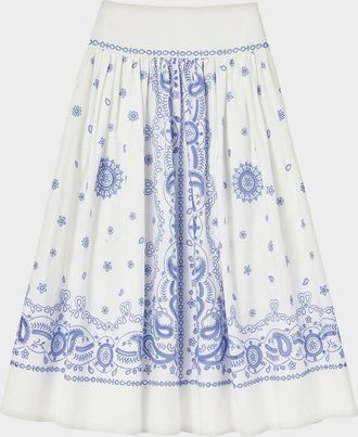 Self Portrait Bandana Embroidered Midi Skirt