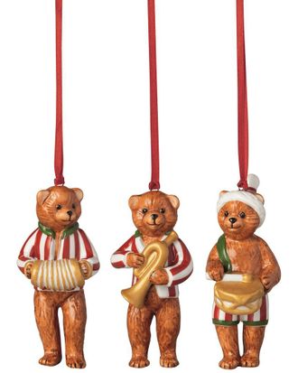 Villeroy & Boch Nostalgic Ornaments Set Of 3 Teddy Bears Ornaments