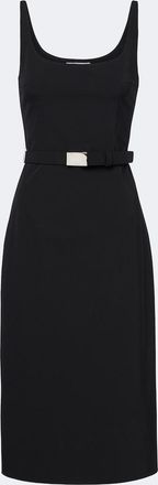 Prada Belted cr&ecirc;pe midi dress