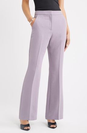 Open Edit Curator Crepe Flare Leg Trousers in Purple Ridge at Nordstrom, Size 14