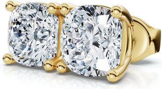 Pompeii3 2Ct TW Cushion Diamond Studs 14k Gold Lab Grown Size: Small
